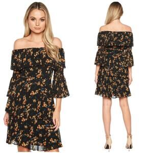Bardot Ditsy Pleat Floral Dress Black Size 4 / XS New With Tag